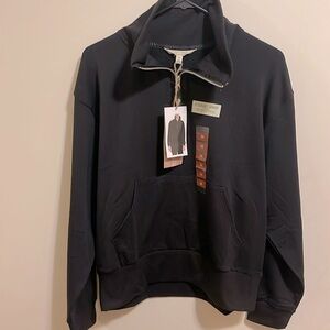 NEW Earth Yoga women’s medium black 3/4 zipper long sleeve top